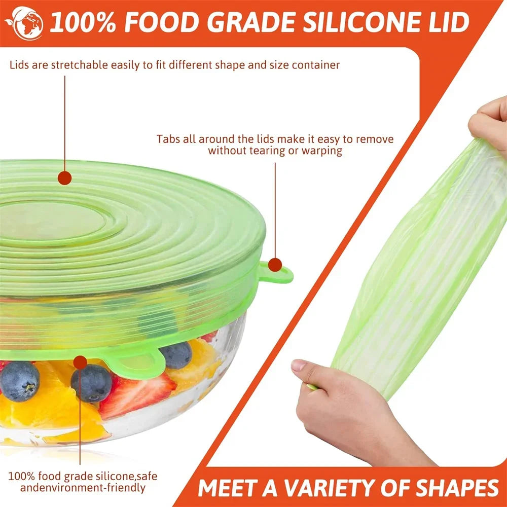 Silicone Lids – Reusable Airtight Stretch Covers (6pcs)