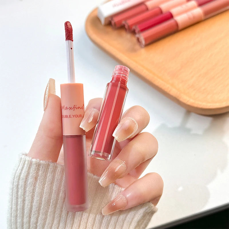 Double-End Lip Glaze – Mirror Gloss & Matte Velvet Duo