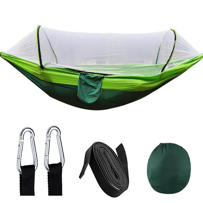Outdoor Camping Hammock with Mosquito Net – Lightweight Parachute Fabric, 250×120cm