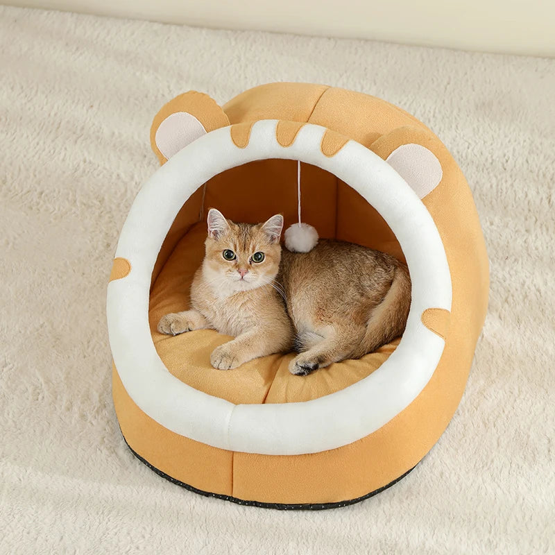 Super Warm Cat Cave Bed – Enclosed Kitten & Small Dog Tent with Soft Cushion