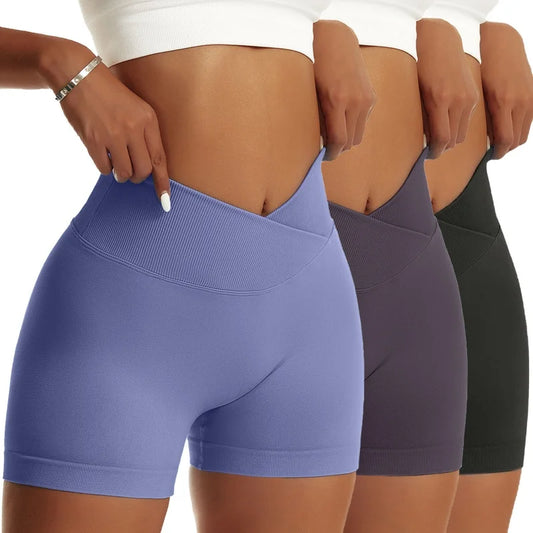 3-Pack Scrunch Butt Biker Shorts – High Waist Peach Hip Sports Set for Women