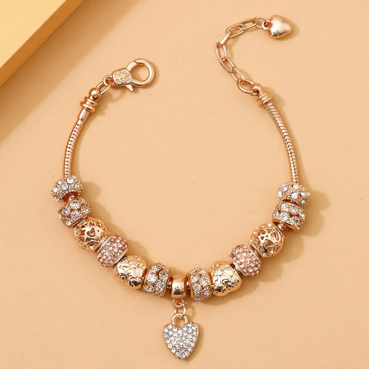 Women’s Pan-Style Beaded Charm Bracelet – Multi-Element DIY Love Jewelry