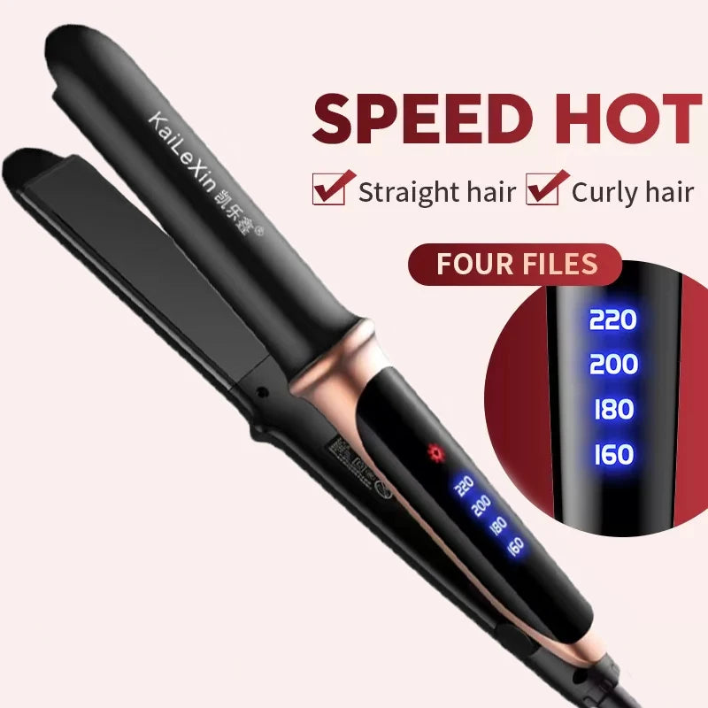 2-in-1 Professional Flat Iron Hair Straightener – 4 Gears Adjustable Temperature, Fast Warm-Up