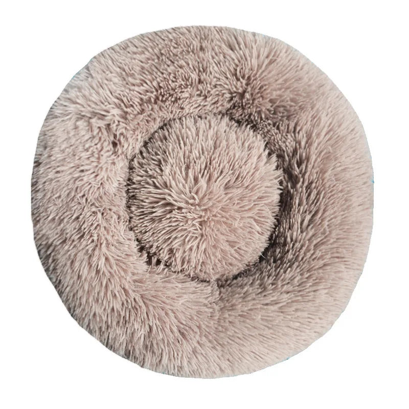 Round Plush Dog & Cat Bed – Winter Warm, Washable Pet Sofa for All Sizes