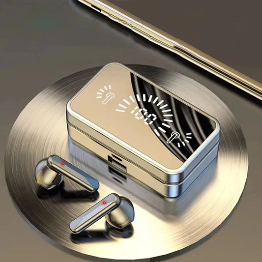 S20 Bluetooth 5.3 Wireless Earbuds – Mirror Stereo Headphones with Touch Control & Digital Display