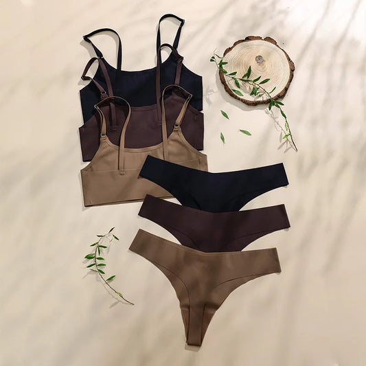 SilkEase – Women's Seamless Ice Silk Bra & Underwear Set