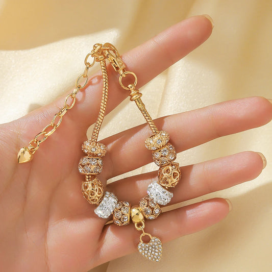 Women’s Pan-Style Beaded Charm Bracelet – Multi-Element DIY Love Jewelry