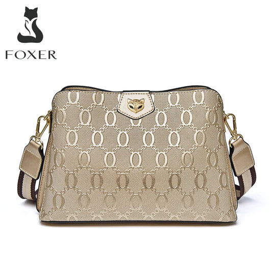 FOXER Luxe – Monogram Leather Shoulder Crossbody Bag