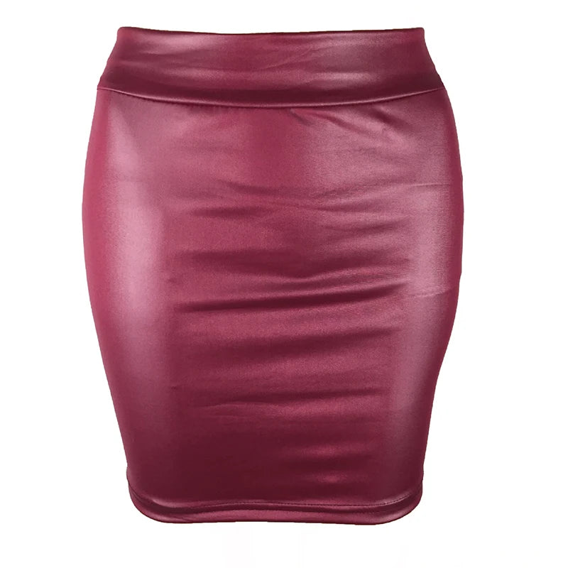 NightEdge – Women's PU Leather High Waist Mini Skirt