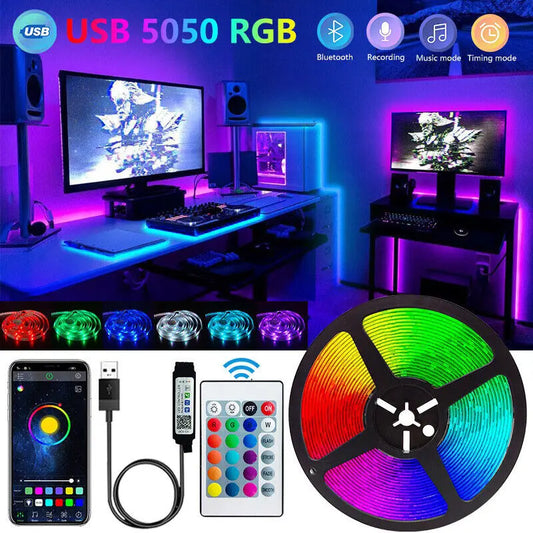 Bluetooth LED Strip Lights – Smart RGB 5050 Tape with APP & Remote Control