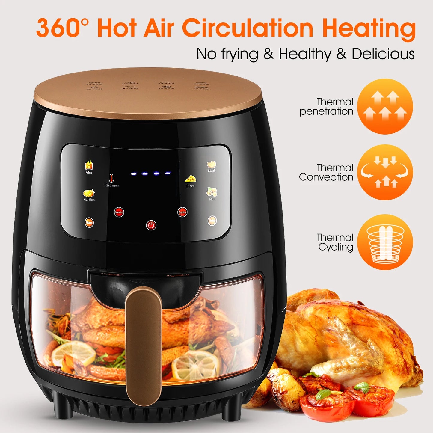 6QT Air Fryer – Digital Oilless Cooker with Window