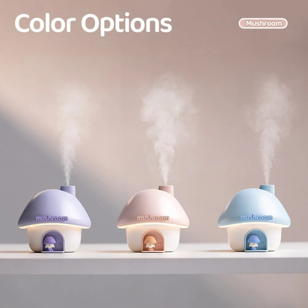 Mushroom Cartoon Aroma Diffuser – 300ml USB Humidifier with Colorful Lights & Cute Design