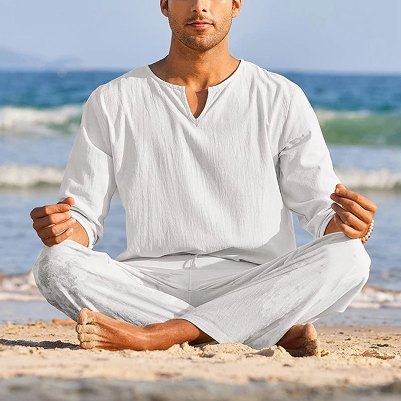 LinoSet – Men's 2-Piece Cotton Linen Loungewear