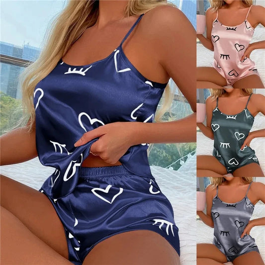 SilkGlow – Ice Silk Summer Pajama Set