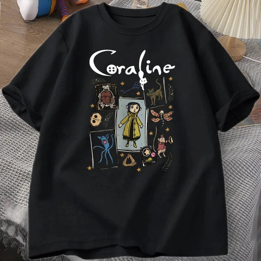 Coraline Halloween Graphic T-Shirt – Vintage Unisex Fall Tee