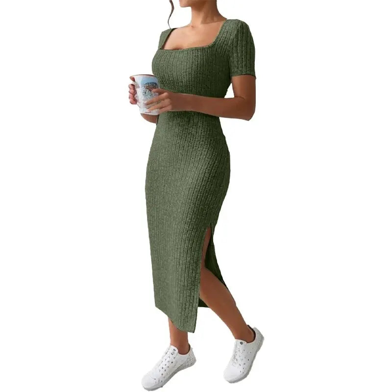CurveKnit – Women's Summer Slit Bodycon Knit Dress