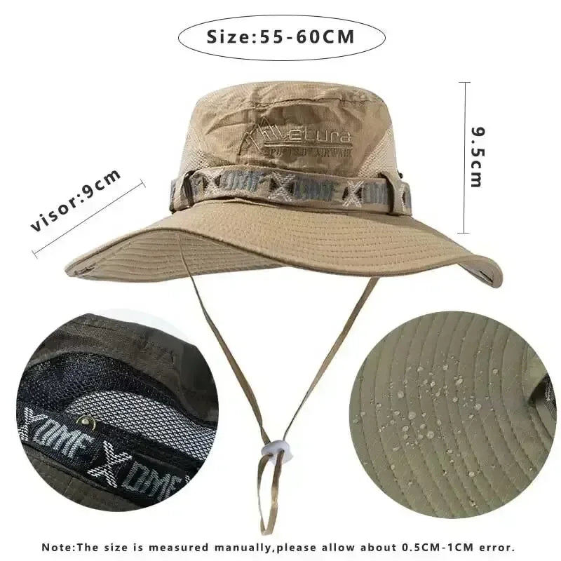 Men’s Summer UV Protection Bucket Hat – Wide Brim Outdoor Sun Hat