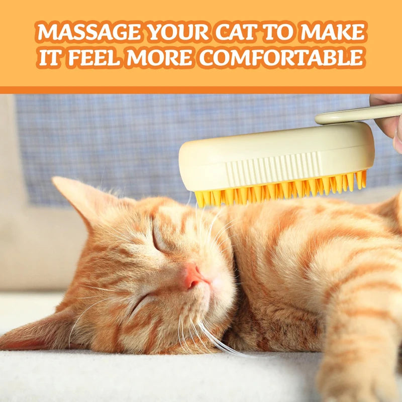 3-in-1 Electric Pet Grooming Brush – Steam Spray, Hair Removal & Massage Comb