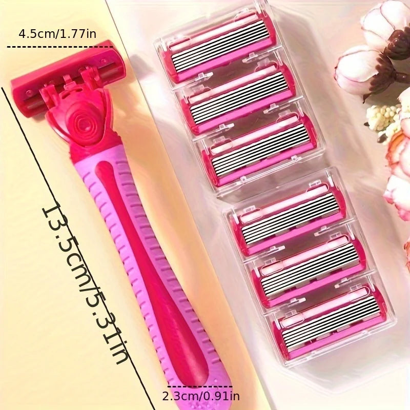 SilkEdge 6 – Women’s Safety Razor with 18 Replaceable 6-Layer Blades