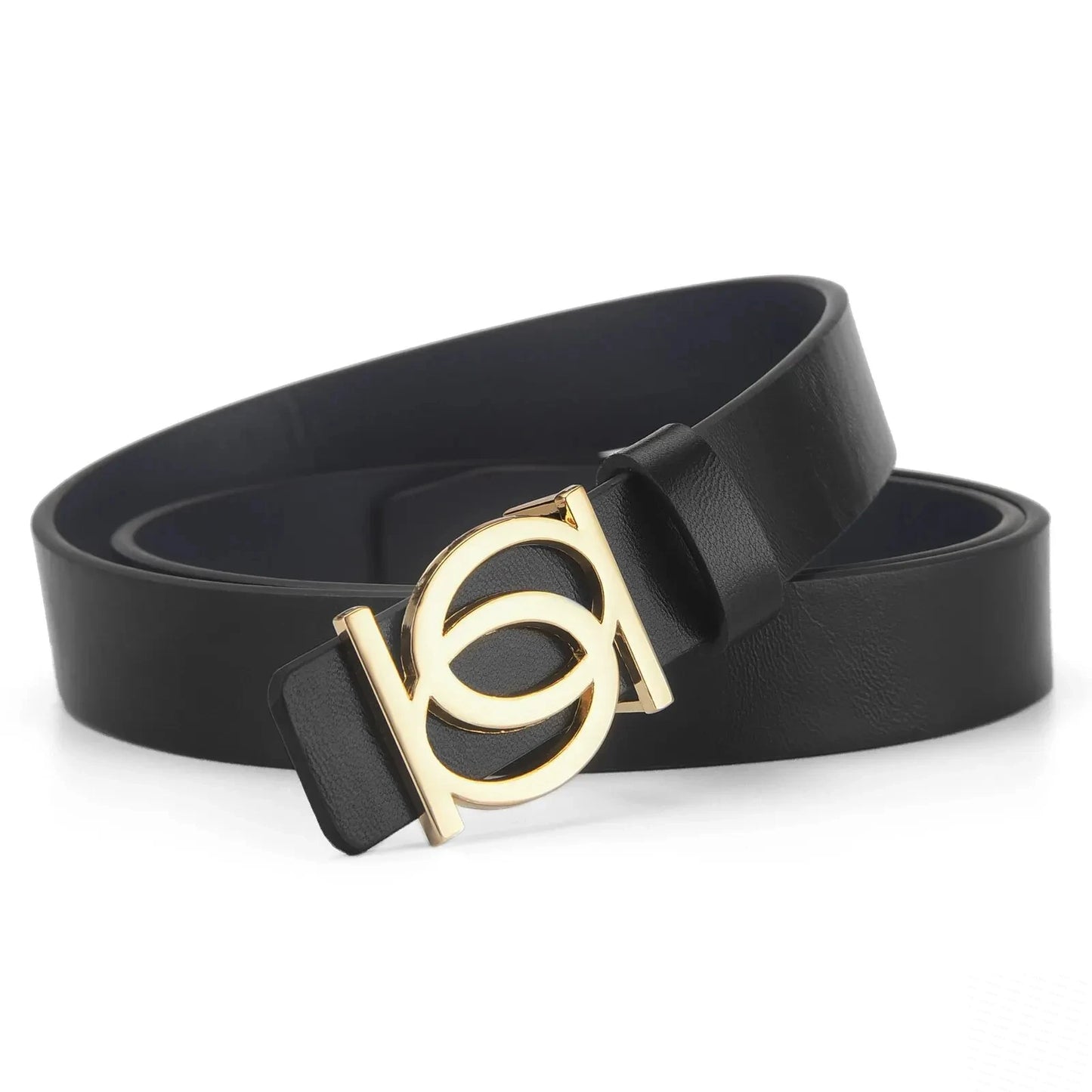 Women's PU Leather Belt – Double Ring Buckle Fashion Waist Belt for Jeans & Dresses
