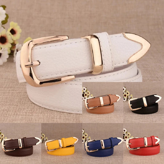 Vintage White Leather Trouser Belt – Classic Pin Buckle for Women
