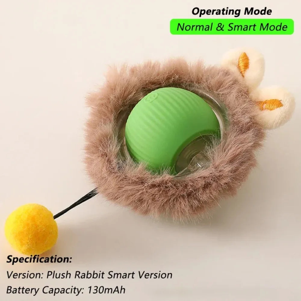 Interactive Smart Rolling Ball Toy – Rechargeable Electric Cat Toy with Faux Tail