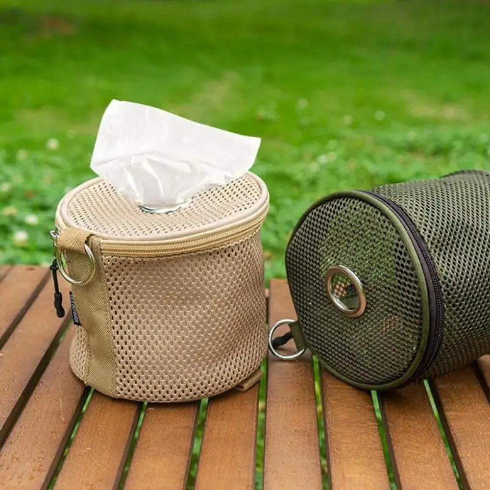 Portable Camping Tissue Holder – Hanging Roll Paper Storage Bag with Hook