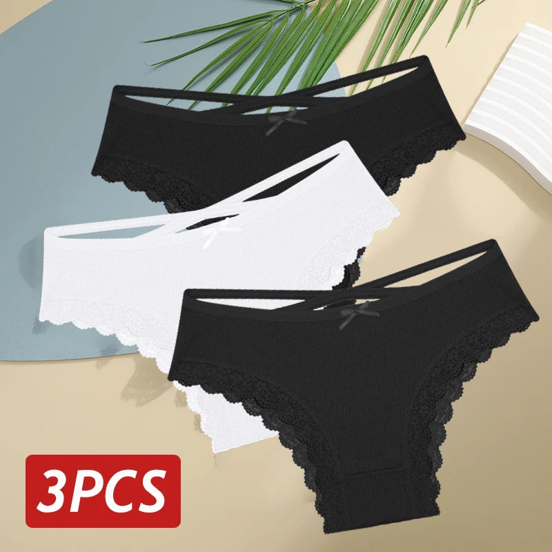 LaceBliss – 3PCS Women's Cotton Brazilian Panties Set