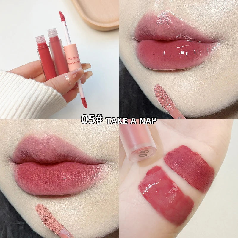 Double-End Lip Glaze – Mirror Gloss & Matte Velvet Duo