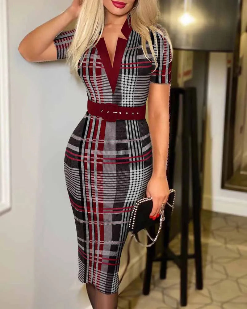 GeoGrace – High-Waist Slit Midi Dress