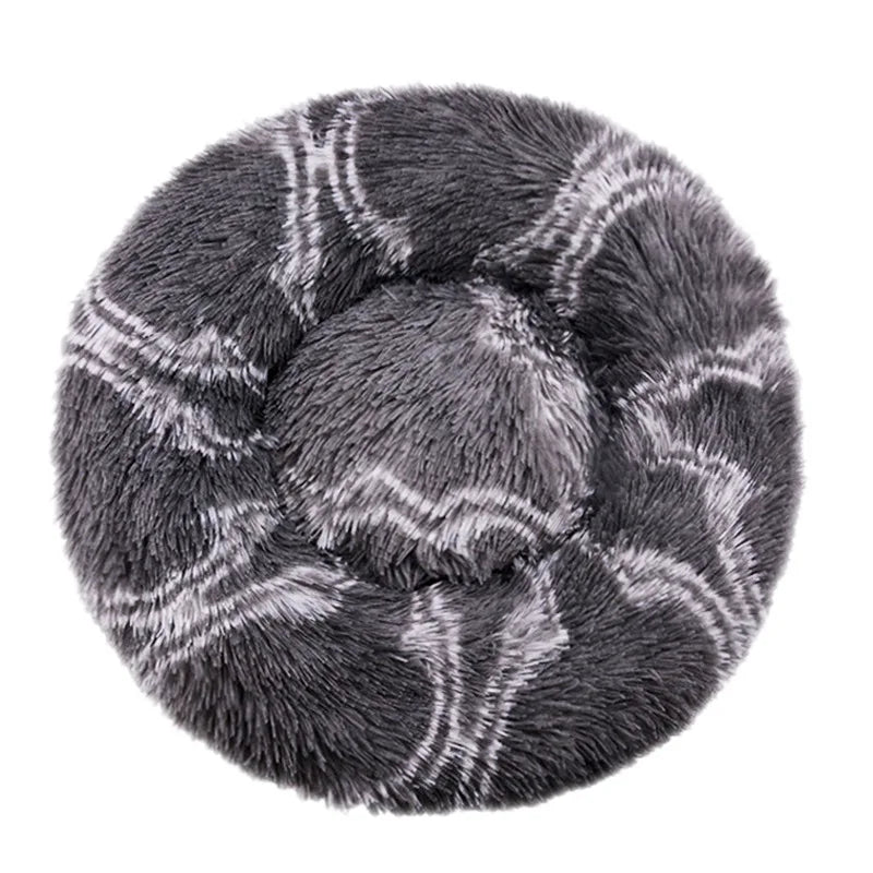 Round Plush Dog & Cat Bed – Winter Warm, Washable Pet Sofa for All Sizes
