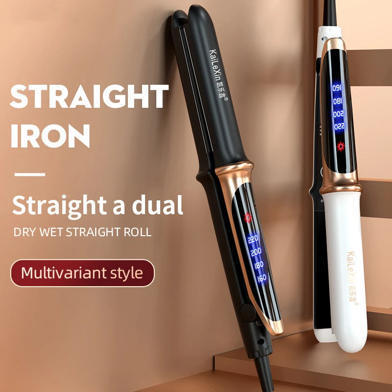 2-in-1 Professional Flat Iron Hair Straightener – 4 Gears Adjustable Temperature, Fast Warm-Up