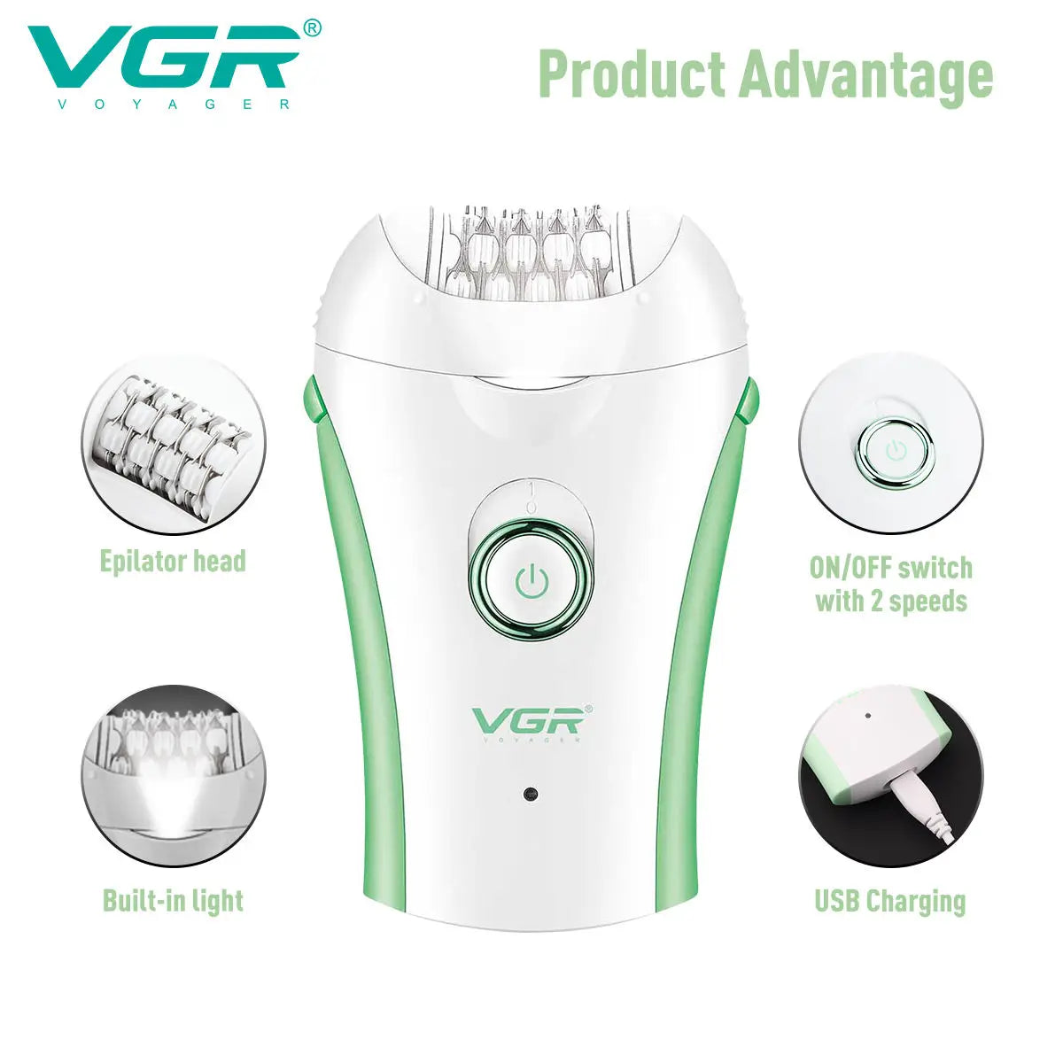 VGR 705 Professional Rechargeable Epilator – Smooth Skin Hair Remover for Women