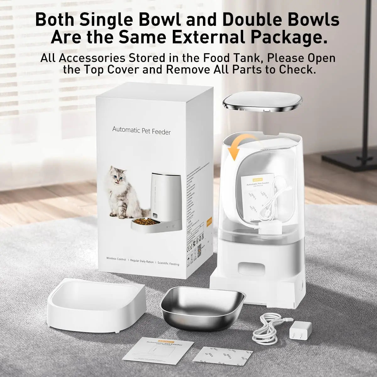 ROJECO Smart WiFi Automatic Pet Feeder – App-Controlled Food Dispenser for Cats & Dogs