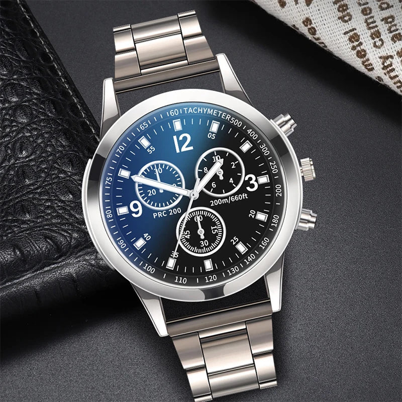 1/2PCS Men's Fashion Quartz Watch with Steel Band & Bracelet – Business Style