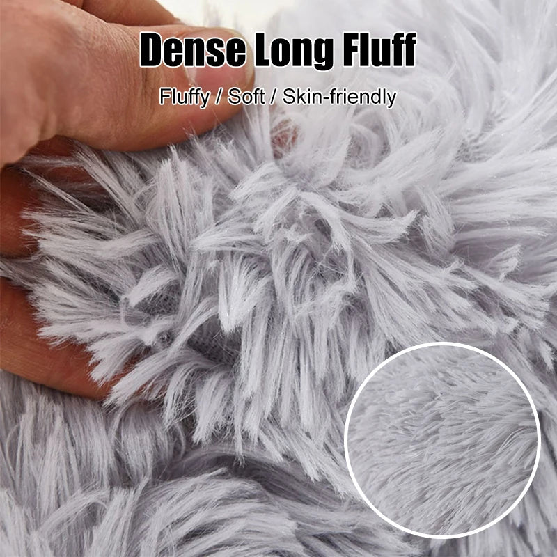 50–100cm Calming Donut Pet Bed – Soft Plush Round Bed for Dogs & Cats