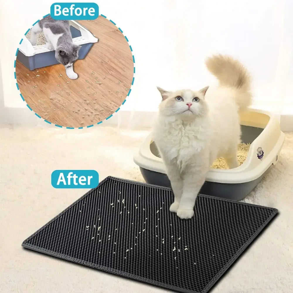 Double-Layer Waterproof Cat Litter Mat – Non-Slip, Washable Pad with Bonus Gift