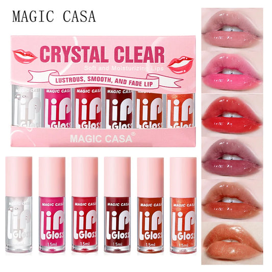 MAGIC CASA 6pcs Hydrating Jelly Lip Oil Set – Long-Lasting Moisture