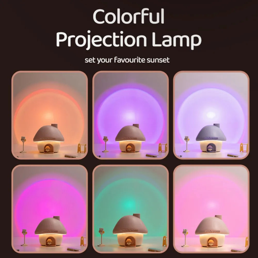 Mushroom Cartoon Aroma Diffuser – 300ml USB Humidifier with Colorful Lights & Cute Design