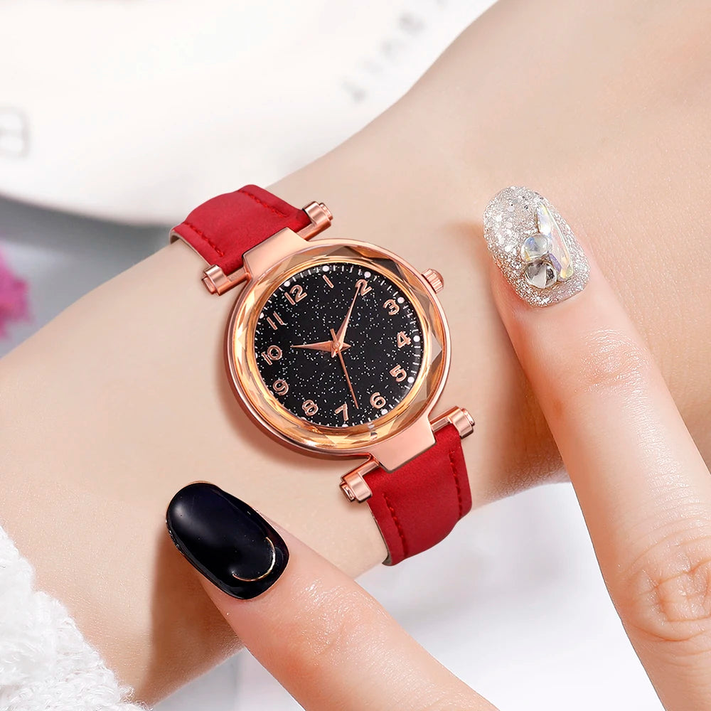 Cherry Chic – 6PCS Red Watch & Jewelry Gift Set