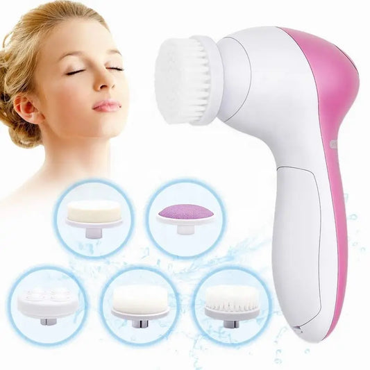 5-in-1 Electric Facial Cleansing Brush – Deep Clean, Exfoliate & Massage Skin Care Tool