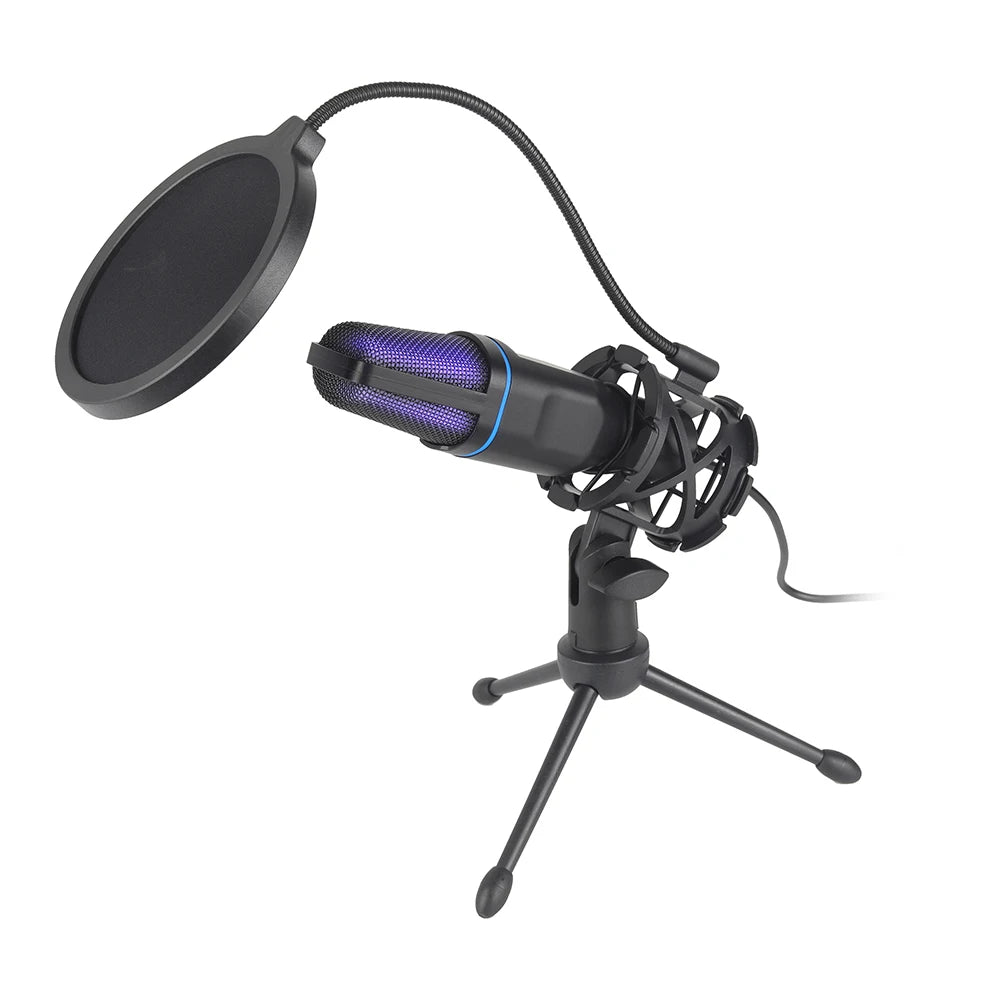 GlowCast – RGB USB Condenser Microphone for Gaming & Streaming