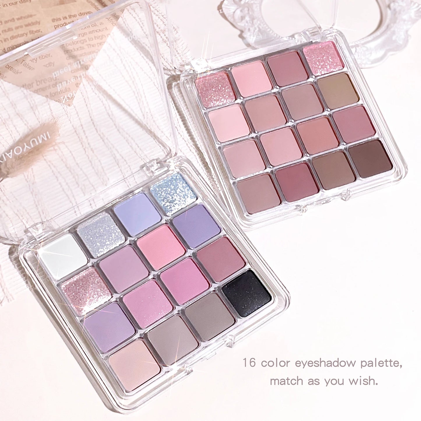 Sunset Glow 16-Color Eyeshadow Palette – Matte & Pearl Korean-Inspired Shades