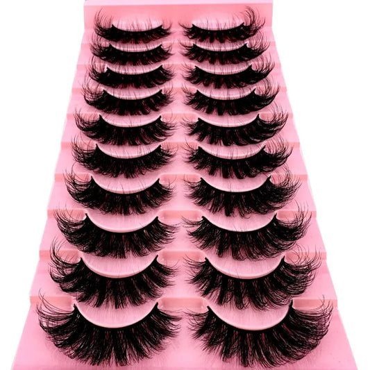 10 Pairs Cat Eye Fluffy Faux Mink Lashes – Dramatic 8D Volume