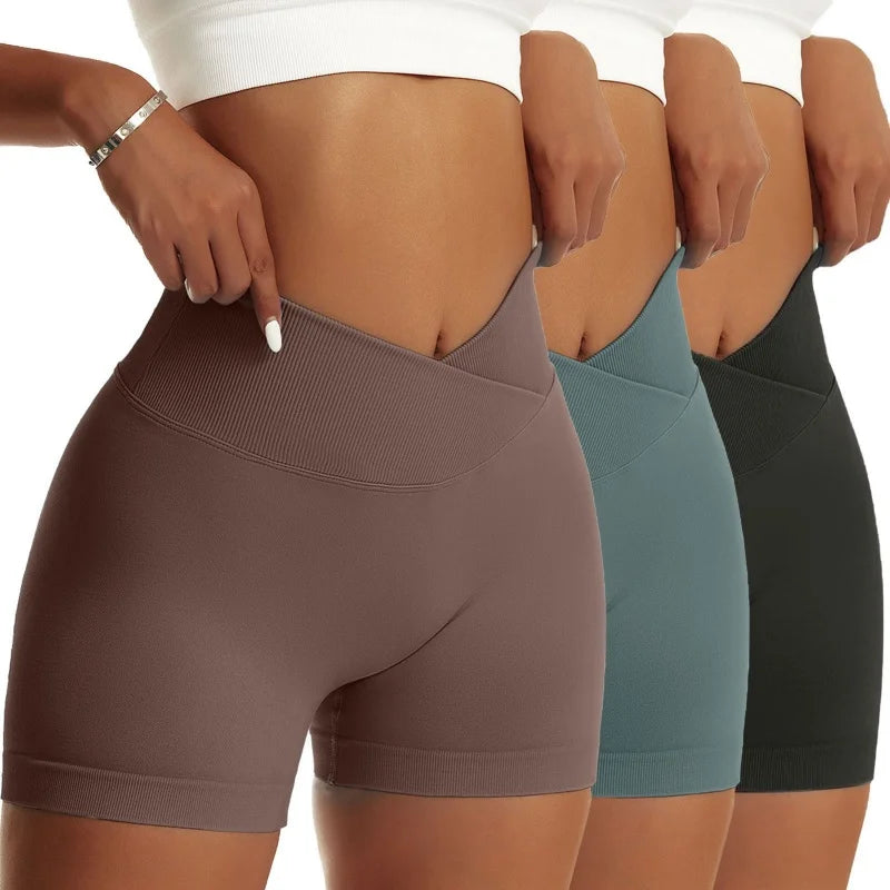 3-Pack Scrunch Butt Biker Shorts – High Waist Peach Hip Sports Set for Women