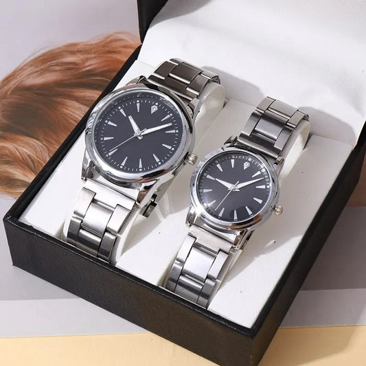 2PCS Couple’s Analog Quartz Watch Set – Men’s Business & Women’s Fashion Watches