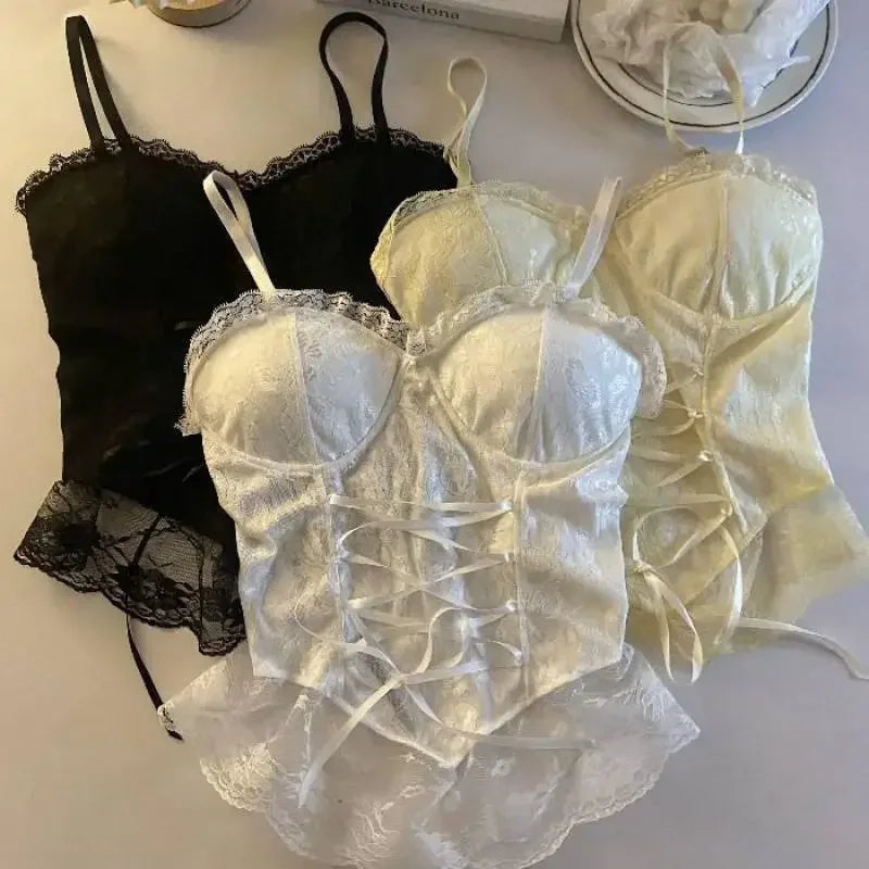 Sexy Lace Corset Crop Top – Women’s Sleeveless Camisole