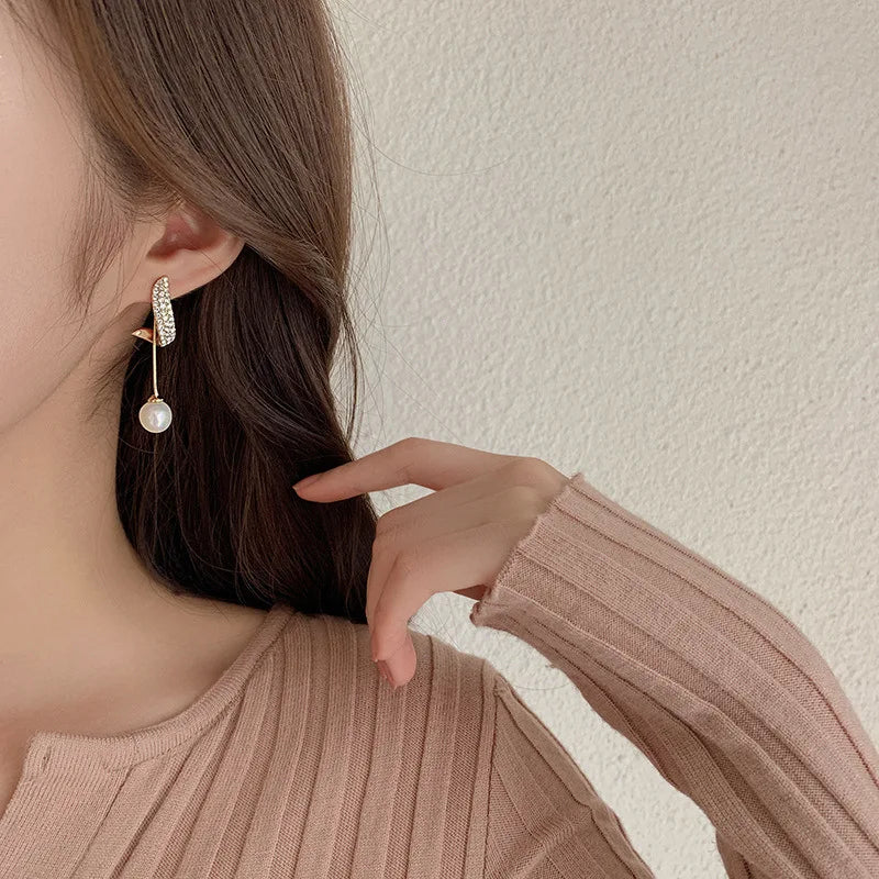 Elegant Imitation Pearl Tassel Earrings – Crystal Drop Wedding Jewelry for Women