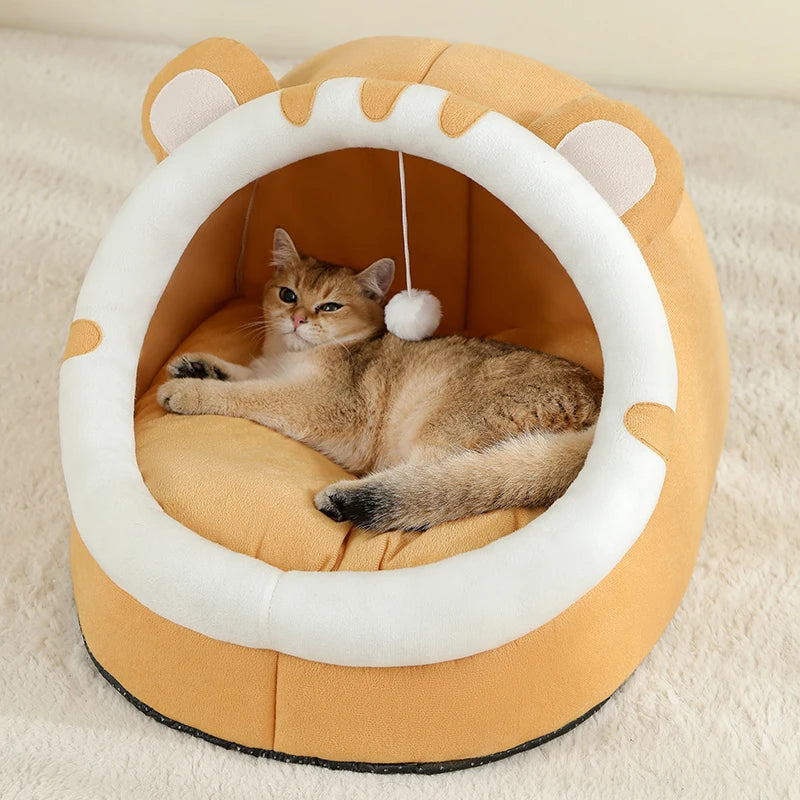 Super Warm Cat Cave Bed – Enclosed Kitten & Small Dog Tent with Soft Cushion