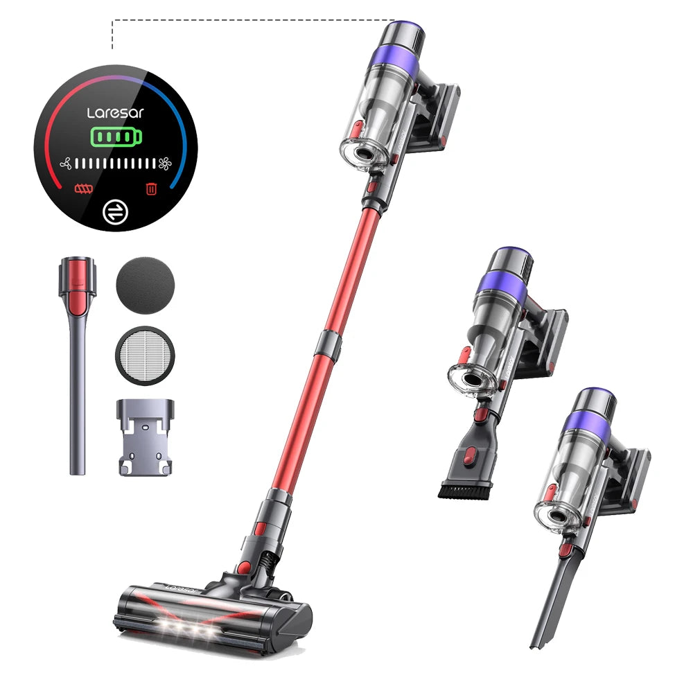 LARESAR V8 Elite 8 Cordless Vacuum – 48KPa Suction, 500W Brushless Motor, 60 Min Runtime